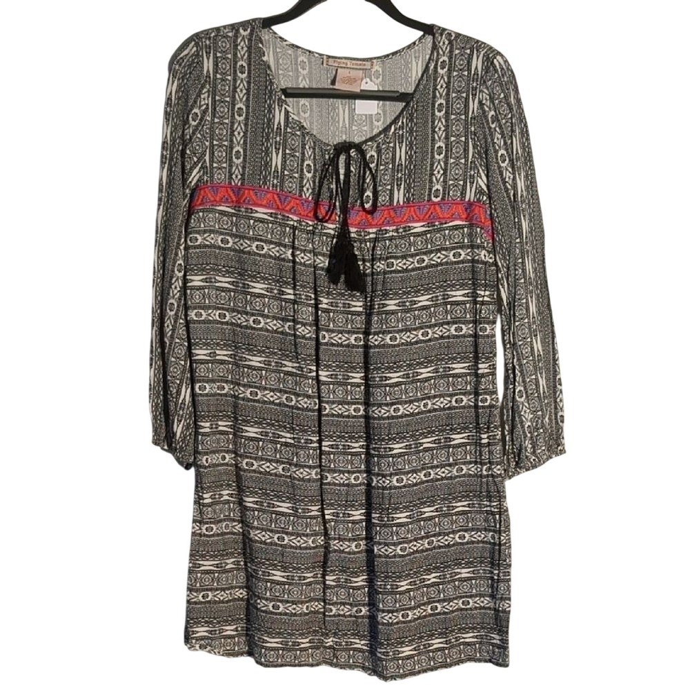 Flying Tomato Boho Tribal‎ Print Tassel Embordered  Dress Size L